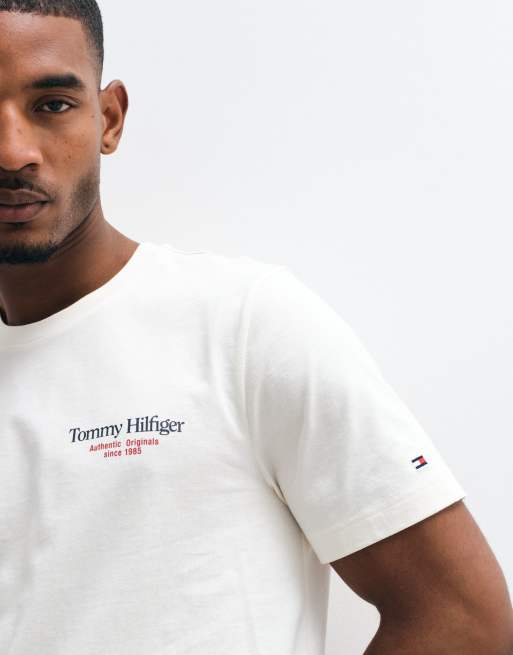 Tommy Hilfiger t-shirt coupe carrée à logo crème, 2 de 5