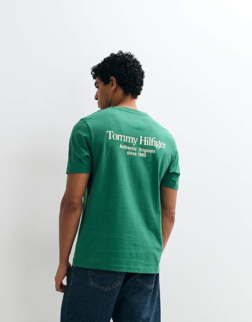 Tommy Hilfiger t-shirt coupe carrée à logo graphique vert, 4 de 5