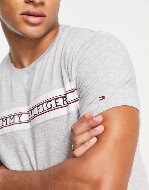 Tommy Hilfiger - T-shirt da casa classica grigio mélange in coordinato, 3 di 4