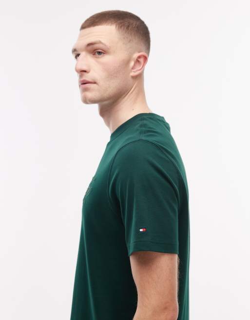 Tommy Hilfiger - T-shirt en interlock à inscription - Vert foncé, 4 de 5