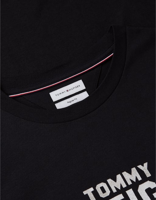 Tommy Hilfiger t-shirt en jersey à col rond avec logo contrastant noir, 6 de 6