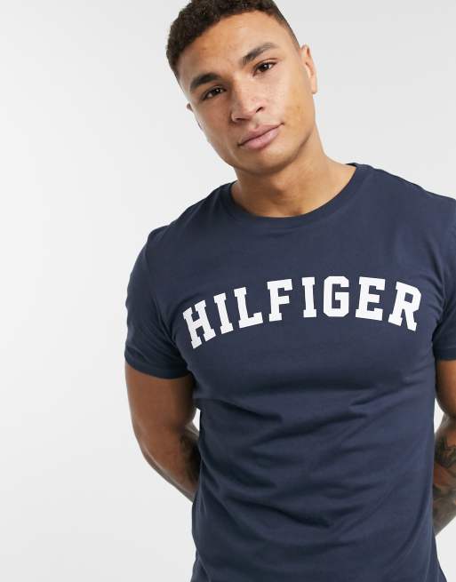 Tommy Hilfiger - T-shirt girocollo da casa blu navy con logo, 3 di 4
