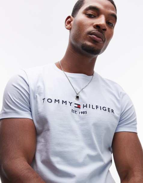 Tommy Hilfiger – T-Shirt in Babyblau mit Logo - view 1