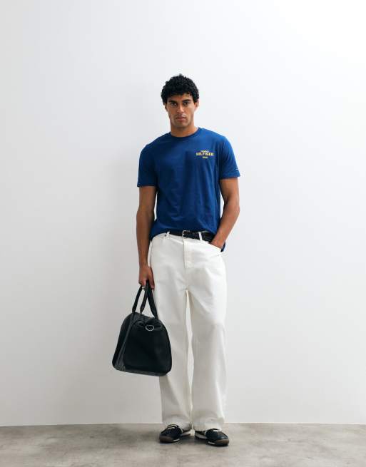 Tommy Hilfiger T-shirt in cotone 1985 con logo grafico blu, 2 di 5