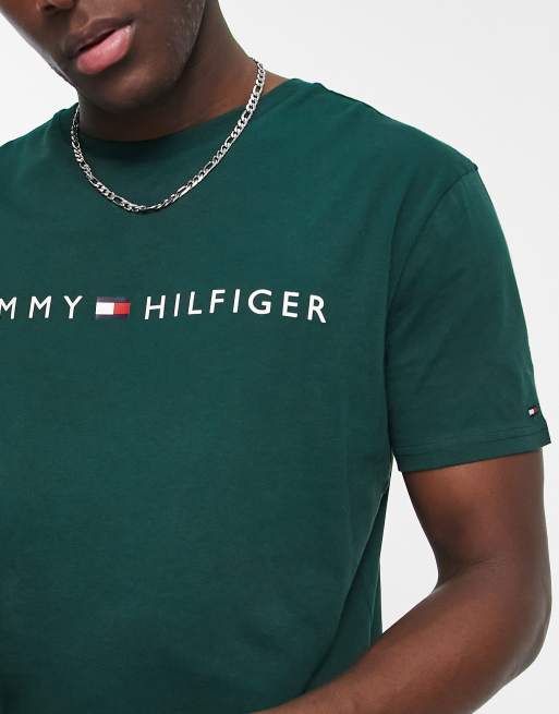 atom Kærlig Portræt Tommy Hilfiger T-shirt in dark green | ASOS