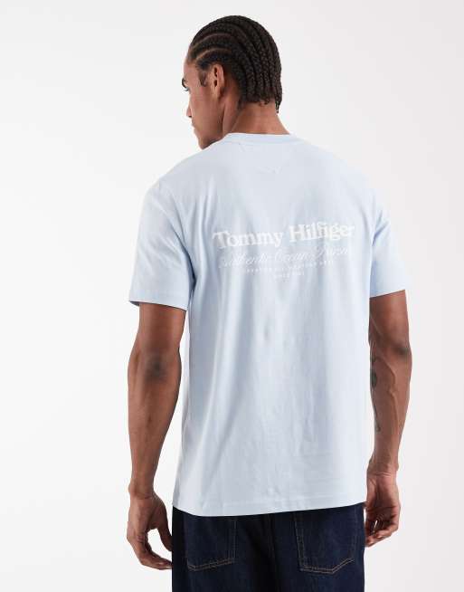 Tommy Hilfiger – T-Shirt in Hellblau mit nautischem Rückenprint, 3 von 5