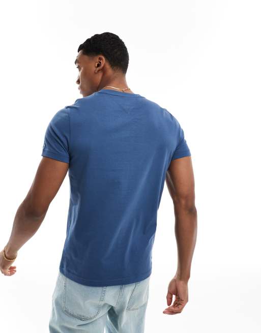 Tommy Hilfiger – T-Shirt in Mittelblau mit Logo, 3 von 4