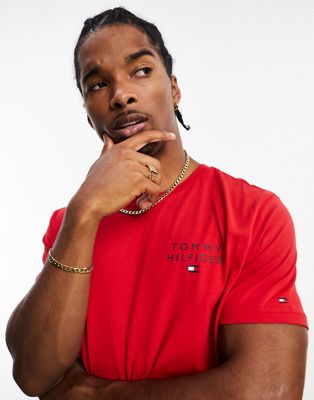 Tommy Hilfiger logo t-shirt in red - ASOS Price Checker