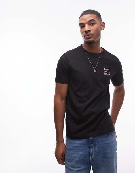Tommy Hilfiger – T-Shirt in Schwarz mit Stapel-Logo - view 1