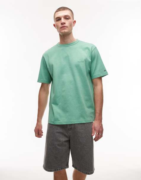 Tommy Hilfiger - T-shirt in vervaagd groen met logo in dezelfde tint - view 1