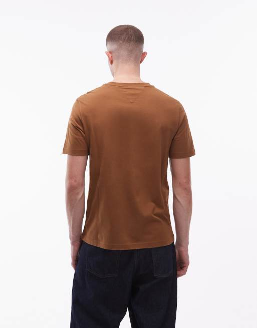 Tommy Hilfiger - T-shirt marrone con logo centrale, 5 di 5