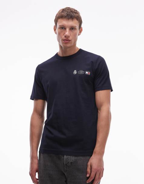 Tommy Hilfiger - T-shirt met embleemlogo in marineblauw - view 1