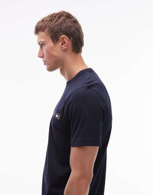 Tommy Hilfiger - T-shirt met embleemlogo in marineblauw, 4 van 5