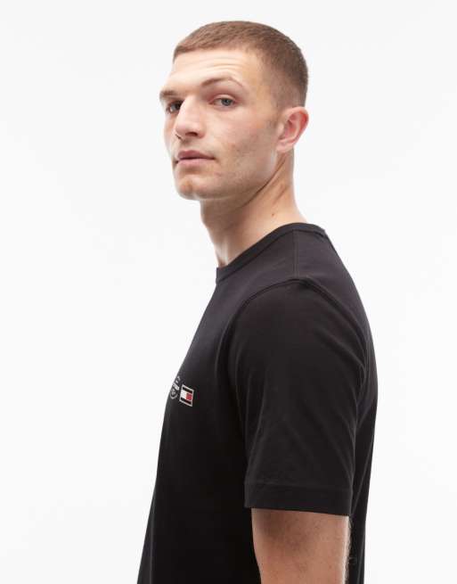 Tommy Hilfiger - T-shirt met embleemlogo in zwart, 4 van 5