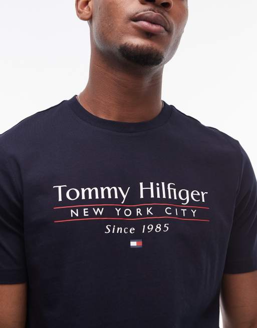 Tommy Hilfiger - T-shirt met gecentreerd logo in zwart, 3 van 4
