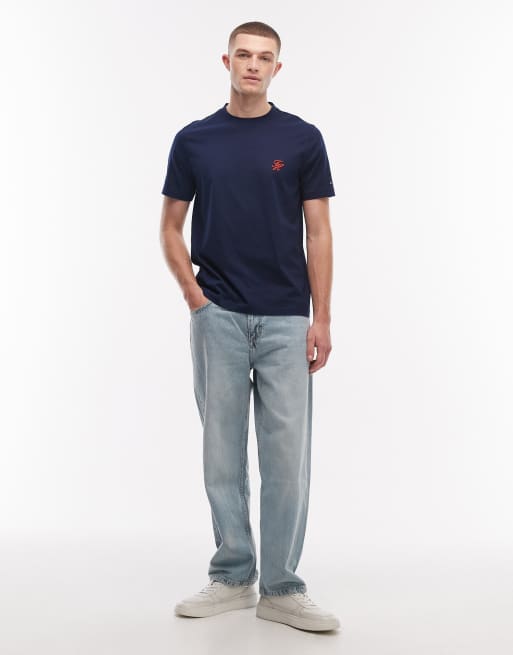 Tommy Hilfiger - T-shirt met geschreven monogram in marineblauw, 2 van 5