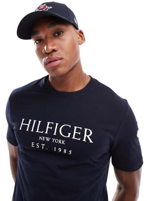 Tommy Hilfiger - T-shirt met groot logo in marineblauw