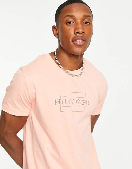 Tommy Hilfiger - T-shirt met lineair vlaglogo in roze
