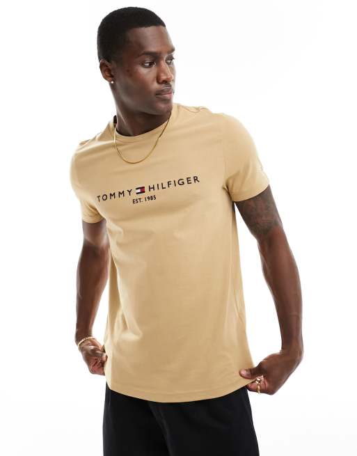 Tommy Hilfiger - T-shirt met logo in beige