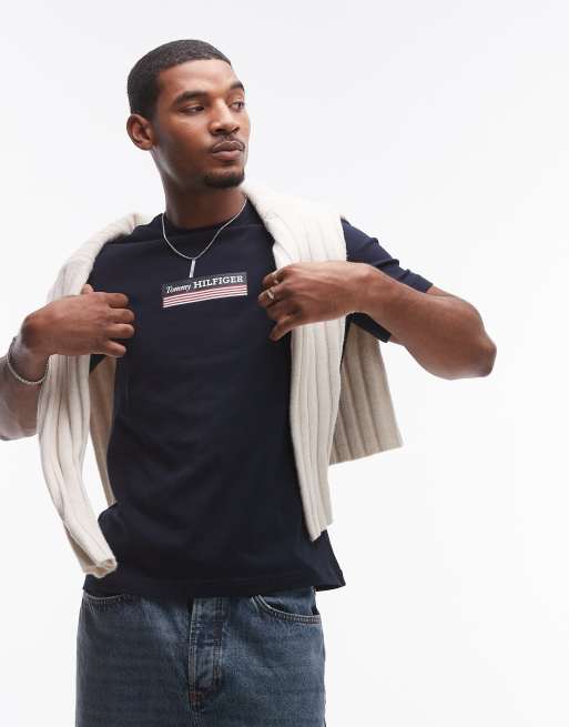 Tommy Hilfiger - T-shirt met logo in marineblauw