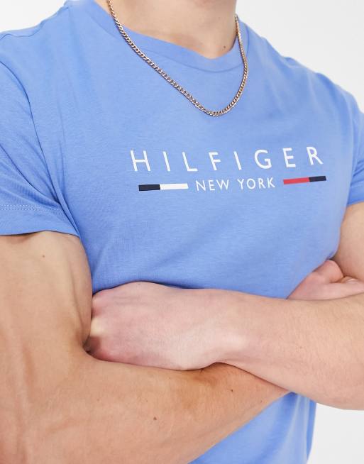 Tommy Hilfiger - T-shirt met 'NY' logo in blauw, 2 van 4