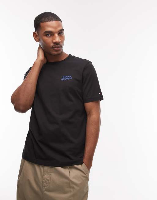 Tommy Hilfiger - T-shirt met palmprint in zwart, 3 van 5