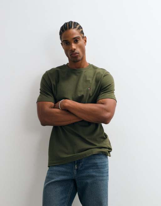 Tommy Hilfiger T-shirt met vlaglogo in kaki, 3 van 10