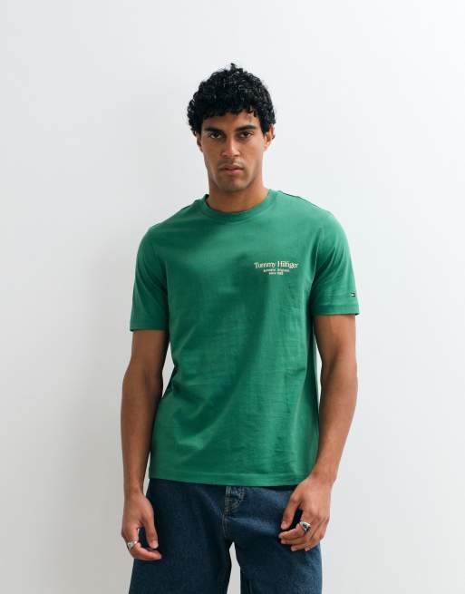 Tommy Hilfiger T-Shirt mit kastigem Schnitt und Grafik-Logo in Grün, 3 von 5