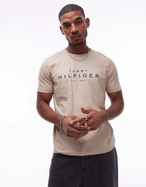 Tommy Hilfiger - T-shirt ras de cou à logo - Beige