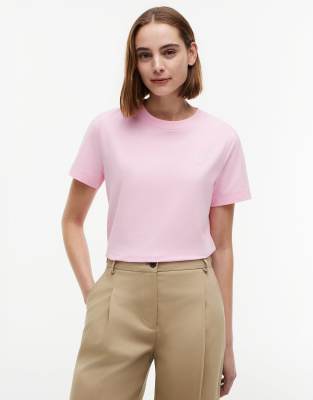 T-shirt ras de cou avec logo brodé - Rose clair XXS