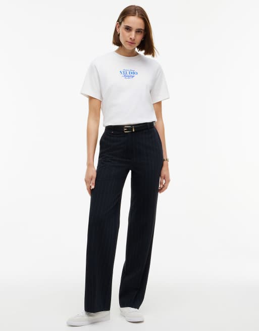 Tommy Hilfiger t-shirt ras de cou en maille interlock avec logo en écru, 2 de 6
