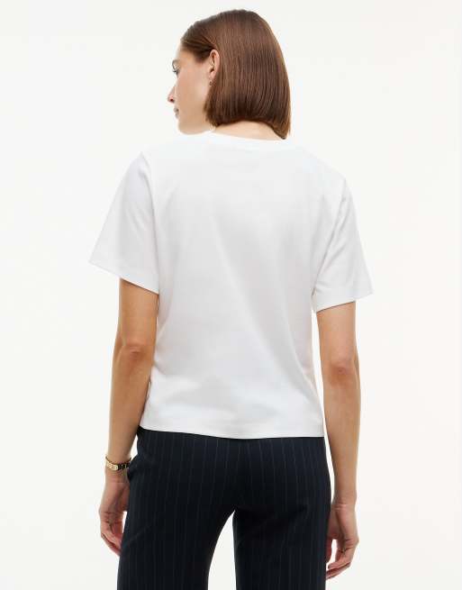 Tommy Hilfiger t-shirt ras de cou en maille interlock avec logo en écru, 4 de 6