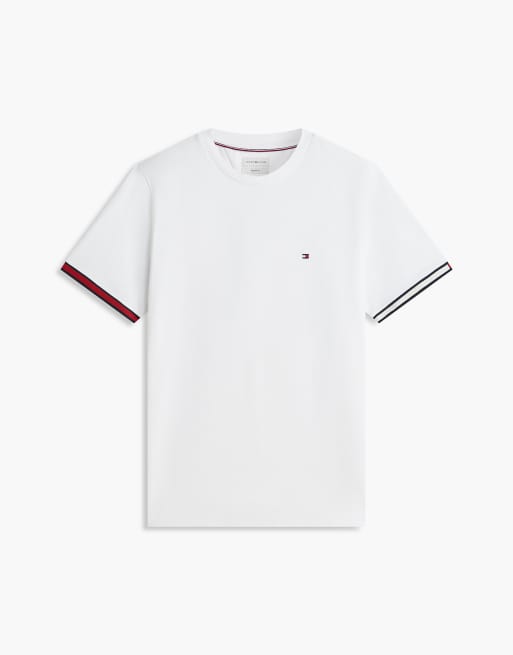 Tommy Hilfiger T-shirt ras de cou en piqué à poignets contrastés blanc, 5 de 6