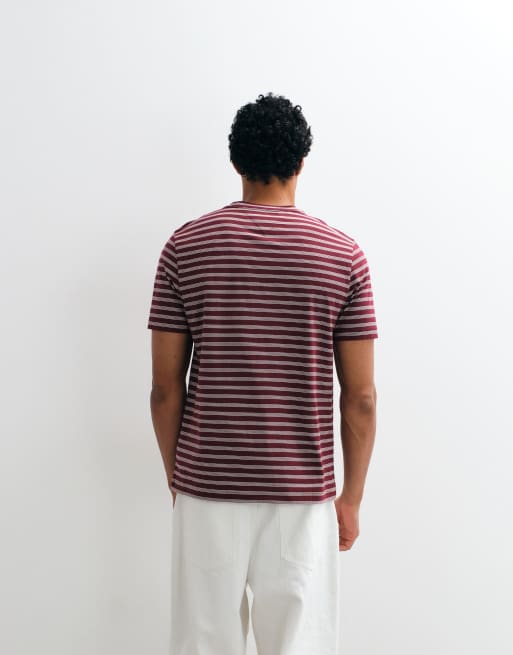 Tommy Hilfiger - T-shirt rayé à logo drapeau - Bordeaux, 5 de 5