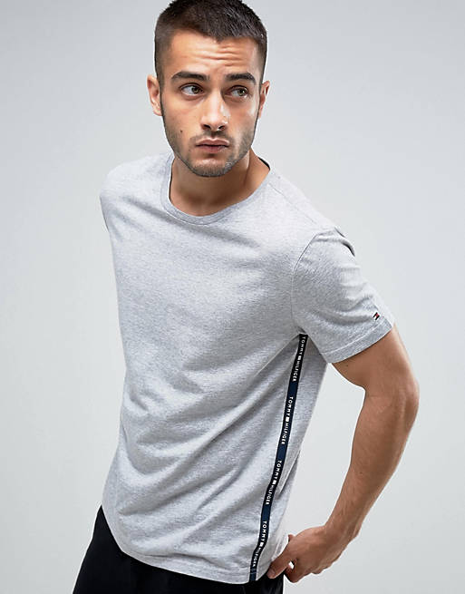 Tommy Hilfiger T-Shirt Side Logo Tape in Gray Heather | ASOS