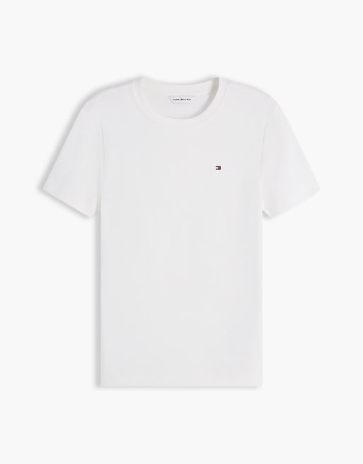 Tommy Hilfiger t-shirt slim à col rond avec broderie drapeau en écru, 6 de 7