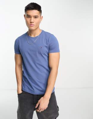Tommy Hilfiger - T-shirt slim elasticizzata blu navy