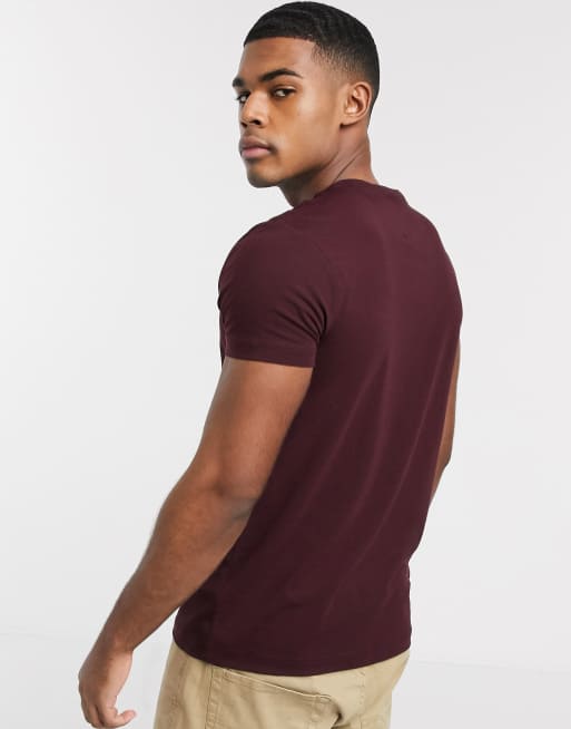 Tommy Hilfiger T shirt stretch coupe slim avec logo emblematique Bordeaux ASOS