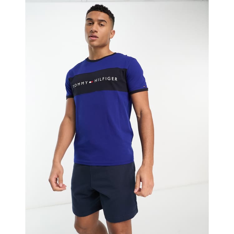 Tommy Hilfiger t-shirt with front stripe in blue | ASOS