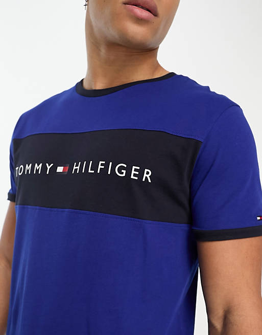 Tommy Hilfiger t-shirt with front stripe in blue | ASOS