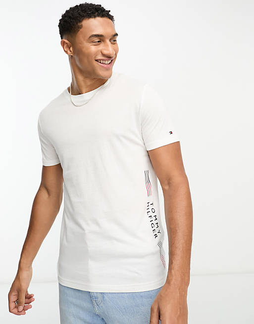 Tommy Hilfiger t-shirt with side print in white | ASOS