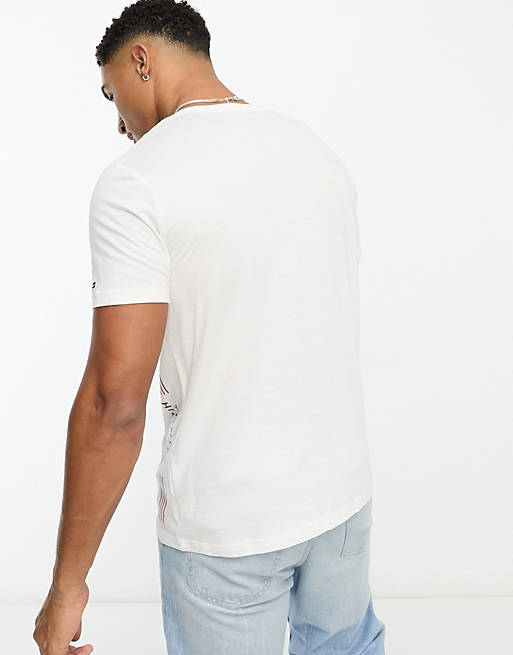 with | white Tommy t-shirt print Hilfiger ASOS in side