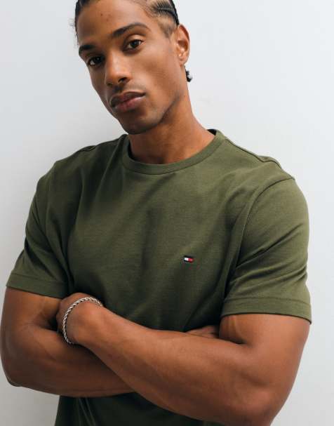 Tommy Hilfiger T-shirt z logo flagowym w kolorze khaki - view 1