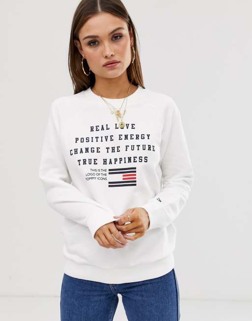 Tommy Hilfiger Talita real love slogan logo sweatshirt |