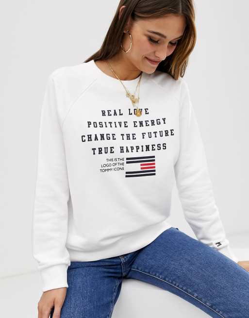 Tommy Hilfiger Talita real love slogan logo sweatshirt |