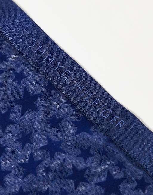 Tommy Hilfiger – Tanga aus Netzstoff in Marineblau mit Sternenmuster, 2 von 3