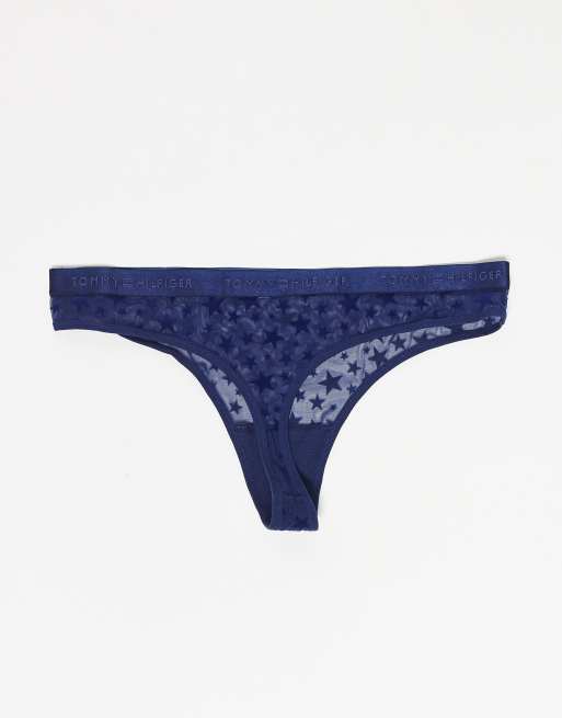 Tommy Hilfiger – Tanga aus Netzstoff in Marineblau mit Sternenmuster, 3 von 3