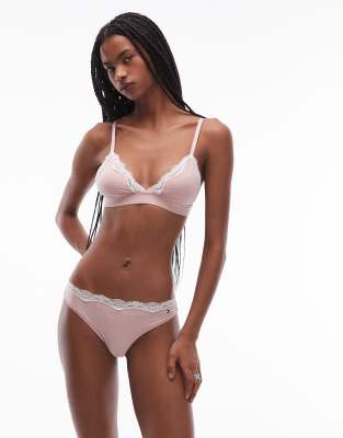 Tommy Hilfiger - Tanga in Babyrosa mit Spitzenborte
