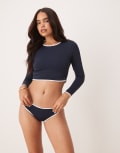 [Tommy Hilfiger] Tommy Hilfiger tankini top in navy and white piping M Dark Night Navy