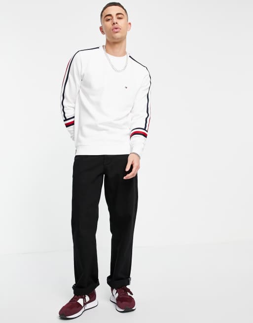 Tommy hilfiger tape 2025 sweatshirt white